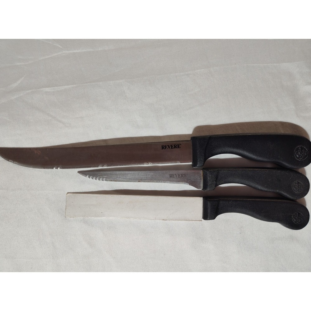 Revere Ware knives steak fillet serrated kitchen replacement plastic handles...